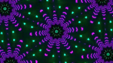 Psikedelik Kaleydoskop Patlaması simetrik kaleydoskop şekilleri patlıyor ve canlı renklerle beatendly döngülerde şekil değiştiriyor