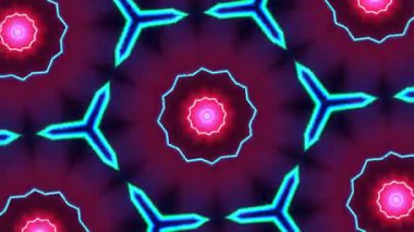 Psikedelik Kaleydoskop Patlaması simetrik kaleydoskop şekilleri patlıyor ve canlı renklerle beatendly döngülerde şekil değiştiriyor