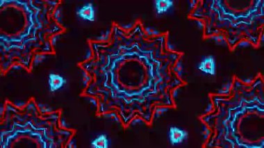 Psikedelik Kaleydoskop Patlaması simetrik kaleydoskop şekilleri patlıyor ve canlı renklerle beatendly döngülerde şekil değiştiriyor