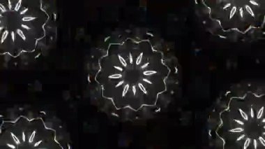 Psikedelik Kaleydoskop Patlaması simetrik kaleydoskop şekilleri patlıyor ve canlı renklerle beatendly döngülerde şekil değiştiriyor