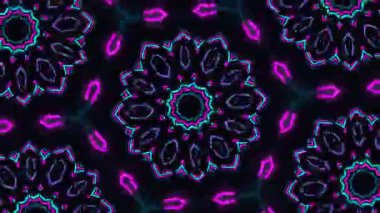 Psikedelik Kaleydoskop Patlaması simetrik kaleydoskop şekilleri patlıyor ve canlı renklerle beatendly döngülerde şekil değiştiriyor