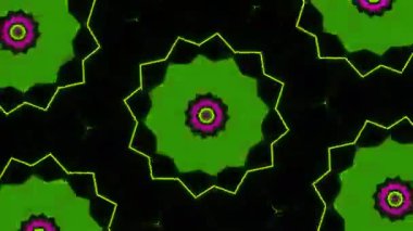 Psychedelic Kaleidoscope Burst Symmetric kaleidoscope shapes bursting and morphing with vibrant colors on beatfriendly loops