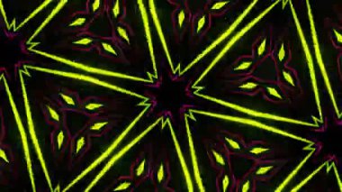 Psikedelik Kaleydoskop Patlaması simetrik kaleydoskop şekilleri patlıyor ve canlı renklerle beatendly döngülerde şekil değiştiriyor