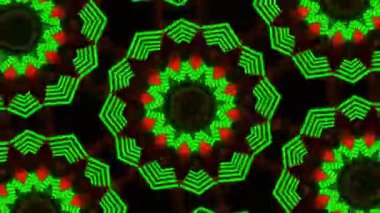 Psikedelik Kaleydoskop Patlaması simetrik kaleydoskop şekilleri patlıyor ve canlı renklerle beatendly döngülerde şekil değiştiriyor