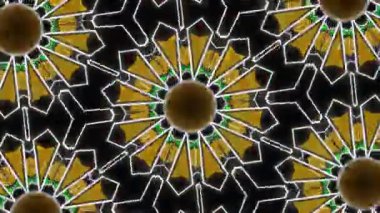 Psikedelik Kaleydoskop Patlaması simetrik kaleydoskop şekilleri patlıyor ve canlı renklerle beatendly döngülerde şekil değiştiriyor