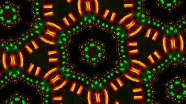 Psikedelik Kaleydoskop Patlaması simetrik kaleydoskop şekilleri patlıyor ve canlı renklerle beatendly döngülerde şekil değiştiriyor