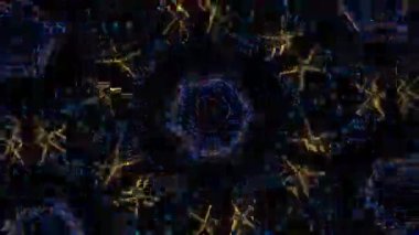 Psikedelik Kaleydoskop Patlaması simetrik kaleydoskop şekilleri patlıyor ve canlı renklerle beatendly döngülerde şekil değiştiriyor