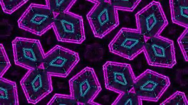 Psikedelik Kaleydoskop Patlaması simetrik kaleydoskop şekilleri patlıyor ve canlı renklerle beatendly döngülerde şekil değiştiriyor