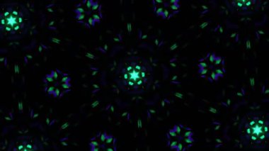 Psikedelik Kaleydoskop Patlaması simetrik kaleydoskop şekilleri patlıyor ve canlı renklerle beatendly döngülerde şekil değiştiriyor