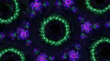 Psikedelik Kaleydoskop Patlaması simetrik kaleydoskop şekilleri patlıyor ve canlı renklerle beatendly döngülerde şekil değiştiriyor