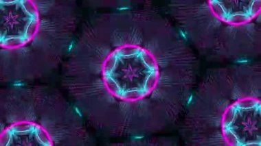 Psikedelik Kaleydoskop Patlaması simetrik kaleydoskop şekilleri patlıyor ve canlı renklerle beatendly döngülerde şekil değiştiriyor