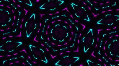 Psikedelik Kaleydoskop Patlaması simetrik kaleydoskop şekilleri patlıyor ve canlı renklerle beatendly döngülerde şekil değiştiriyor