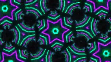 Psikedelik Kaleydoskop Patlaması simetrik kaleydoskop şekilleri patlıyor ve canlı renklerle beatendly döngülerde şekil değiştiriyor