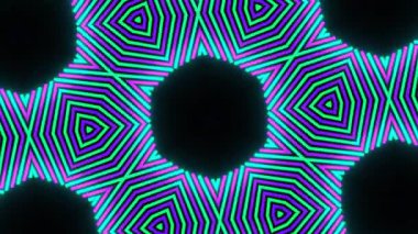 Psikedelik Kaleydoskop Patlaması simetrik kaleydoskop şekilleri patlıyor ve canlı renklerle beatendly döngülerde şekil değiştiriyor