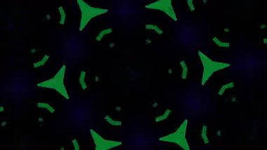 Psikedelik Kaleydoskop Patlaması simetrik kaleydoskop şekilleri patlıyor ve canlı renklerle beatendly döngülerde şekil değiştiriyor