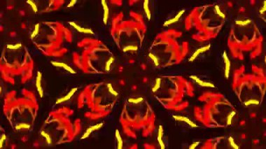 Psikedelik Kaleydoskop Patlaması simetrik kaleydoskop şekilleri patlıyor ve canlı renklerle beatendly döngülerde şekil değiştiriyor
