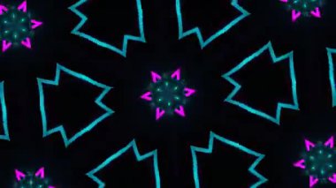 Psikedelik Kaleydoskop Patlaması simetrik kaleydoskop şekilleri patlıyor ve canlı renklerle beatendly döngülerde şekil değiştiriyor