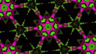 Psikedelik Kaleydoskop Patlaması simetrik kaleydoskop şekilleri patlıyor ve canlı renklerle beatendly döngülerde şekil değiştiriyor