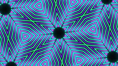 Psikedelik Kaleydoskop Patlaması simetrik kaleydoskop şekilleri patlıyor ve canlı renklerle beatendly döngülerde şekil değiştiriyor