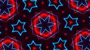 Psikedelik Kaleydoskop Patlaması simetrik kaleydoskop şekilleri patlıyor ve canlı renklerle beatendly döngülerde şekil değiştiriyor