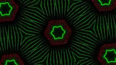 Psikedelik Kaleydoskop Patlaması simetrik kaleydoskop şekilleri patlıyor ve canlı renklerle beatendly döngülerde şekil değiştiriyor