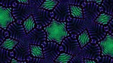 Psikedelik Kaleydoskop Patlaması simetrik kaleydoskop şekilleri patlıyor ve canlı renklerle beatendly döngülerde şekil değiştiriyor