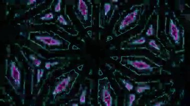 Psikedelik Kaleydoskop Patlaması simetrik kaleydoskop şekilleri patlıyor ve canlı renklerle beatendly döngülerde şekil değiştiriyor