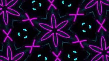 Psikedelik Kaleydoskop Patlaması simetrik kaleydoskop şekilleri patlıyor ve canlı renklerle beatendly döngülerde şekil değiştiriyor