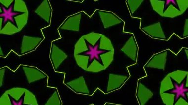 Psikedelik Kaleydoskop Patlaması simetrik kaleydoskop şekilleri patlıyor ve canlı renklerle beatendly döngülerde şekil değiştiriyor