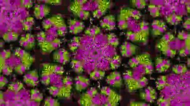 Psikedelik Kaleydoskop Patlaması simetrik kaleydoskop şekilleri patlıyor ve canlı renklerle beatendly döngülerde şekil değiştiriyor