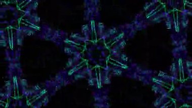 Psikedelik Kaleydoskop Patlaması simetrik kaleydoskop şekilleri patlıyor ve canlı renklerle beatendly döngülerde şekil değiştiriyor