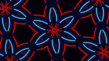 Psikedelik Kaleydoskop Patlaması simetrik kaleydoskop şekilleri patlıyor ve canlı renklerle beatendly döngülerde şekil değiştiriyor