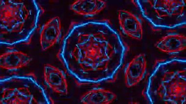 Psikedelik Kaleydoskop Patlaması simetrik kaleydoskop şekilleri patlıyor ve canlı renklerle beatendly döngülerde şekil değiştiriyor