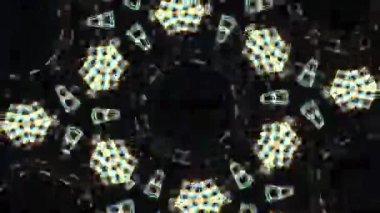 Psikedelik Kaleydoskop Patlaması simetrik kaleydoskop şekilleri patlıyor ve canlı renklerle beatendly döngülerde şekil değiştiriyor