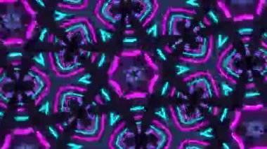 Psikedelik Kaleydoskop Patlaması simetrik kaleydoskop şekilleri patlıyor ve canlı renklerle beatendly döngülerde şekil değiştiriyor