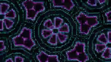 Psikedelik Kaleydoskop Patlaması simetrik kaleydoskop şekilleri patlıyor ve canlı renklerle beatendly döngülerde şekil değiştiriyor