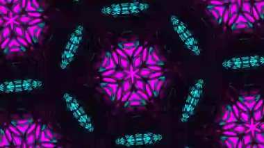 Psikedelik Kaleydoskop Patlaması simetrik kaleydoskop şekilleri patlıyor ve canlı renklerle beatendly döngülerde şekil değiştiriyor