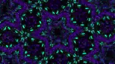 Psikedelik Kaleydoskop Patlaması simetrik kaleydoskop şekilleri patlıyor ve canlı renklerle beatendly döngülerde şekil değiştiriyor