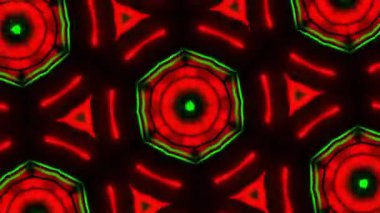 Psikedelik Kaleydoskop Patlaması simetrik kaleydoskop şekilleri patlıyor ve canlı renklerle beatendly döngülerde şekil değiştiriyor