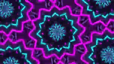 Psikedelik Kaleydoskop Patlaması simetrik kaleydoskop şekilleri patlıyor ve canlı renklerle beatendly döngülerde şekil değiştiriyor