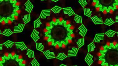 Psikedelik Kaleydoskop Patlaması simetrik kaleydoskop şekilleri patlıyor ve canlı renklerle beatendly döngülerde şekil değiştiriyor