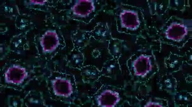 Psikedelik Kaleydoskop Patlaması simetrik kaleydoskop şekilleri patlıyor ve canlı renklerle beatendly döngülerde şekil değiştiriyor