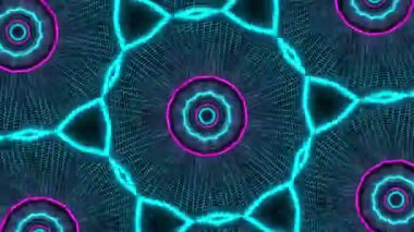 Psikedelik Kaleydoskop Patlaması simetrik kaleydoskop şekilleri patlıyor ve canlı renklerle beatendly döngülerde şekil değiştiriyor