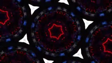 Psikedelik Kaleydoskop Patlaması simetrik kaleydoskop şekilleri patlıyor ve canlı renklerle beatendly döngülerde şekil değiştiriyor