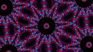 Psikedelik Kaleydoskop Patlaması simetrik kaleydoskop şekilleri patlıyor ve canlı renklerle beatendly döngülerde şekil değiştiriyor