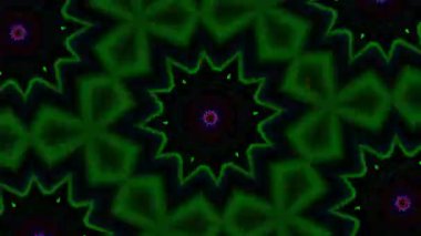 Psikedelik Kaleydoskop Patlaması simetrik kaleydoskop şekilleri patlıyor ve canlı renklerle beatendly döngülerde şekil değiştiriyor