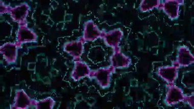 Psikedelik Kaleydoskop Patlaması simetrik kaleydoskop şekilleri patlıyor ve canlı renklerle beatendly döngülerde şekil değiştiriyor