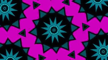 Psikedelik Kaleydoskop Patlaması simetrik kaleydoskop şekilleri patlıyor ve canlı renklerle beatendly döngülerde şekil değiştiriyor