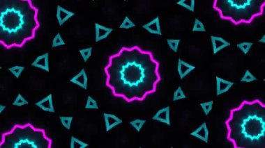 Psikedelik Kaleydoskop Patlaması simetrik kaleydoskop şekilleri patlıyor ve canlı renklerle beatendly döngülerde şekil değiştiriyor