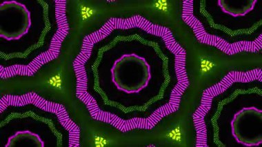 Psikedelik Kaleydoskop Patlaması simetrik kaleydoskop şekilleri patlıyor ve canlı renklerle beatendly döngülerde şekil değiştiriyor
